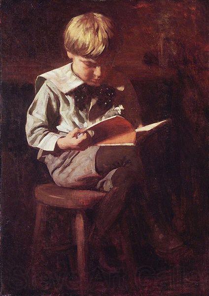 Thomas Pollock Anshutz Boy Reading: Ned Anshutz Germany oil painting art